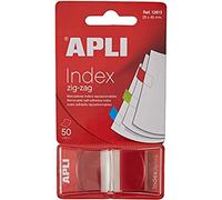 APLI 12613 - Distributeur 50 index adhésifs rouges Zigzag, Film semi-transparent 45x25 mm, pour bureau et étude