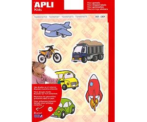 APLI 12824 - Pochette de 24 maxi gommettes sur le thème des transports