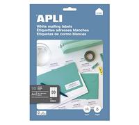APLI 12924 Étiquettes blanches permanentes 70,0 x 25,4 mm 10 feuilles