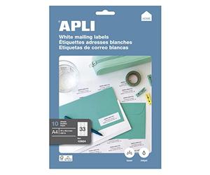 APLI 12924 Étiquettes blanches permanentes 70,0 x 25,4 mm 10 feuilles