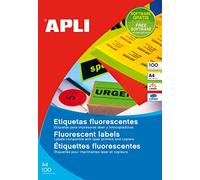 APLI 12988 Lot de 100 étiquettes permanentes Vert fluo 99,1 x 67,7 mm