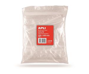APLI 13132 Lot de 100 sachets à fermeture automatique, 220 x 310 mm
