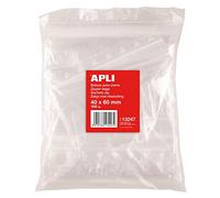 APLI 13247 Lot de 100 sachets en plastique à fermeture automatique, 40 x 60 mm