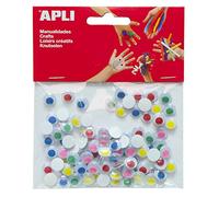 Apli 13266 - Yeux mobiles adhésifs ronds avec pupilles colorées -100 unités Multicolore ø 10 mm