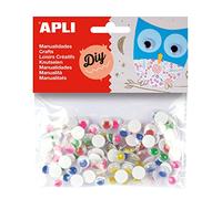 Apli 13266 - Yeux mobiles adhésifs ronds avec pupilles colorées -100 unités Multicolore ø 10 mm