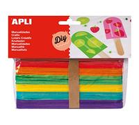 Apli 13269 - Bâtonnets en Bois Grands formats Couleurs Assorties - 40 Unités 150 x 18 mm