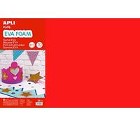 APLI 13434 - Pochette de 10 feuilles de mousse EVA - Couleurs Assorties : rouge, jaune, gris, noir, orange, violet, peau, blanc, vert, bleu.