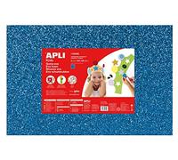 APLI 13435 - Pochette de 3 feuilles de mousse "EVA" bleue à paillettes