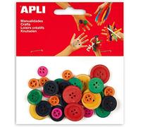 Apli 13481-30 Boutons en Bois colorés pour Loisirs créatifs et Couture.
