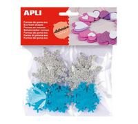 APLI 13488 - Sachet de 22 flocons de neige en mousse à paillettes adhésive