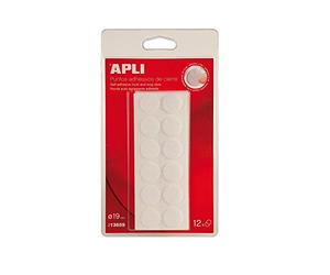 APLI 13659 Pastilles auto-agrippantes adhésives blanches Ø 19 mm