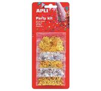 Apli 13823 - Sachet de confettis en forme d’étoiles de diverses tailles et couleurs métallisées : Or et Argent