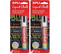 Apli 13954 Marqueur craie liquide effaçable blanc - pointe ronde 5,5 mm (Lot de 2)