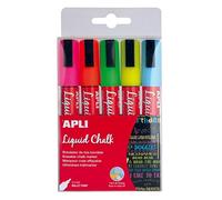 APLI Marqueurs liquides 13959-5 – pointe 5 mm, effaçables au chiffon humide, couleurs assorties