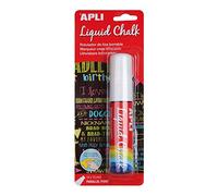 APLI Marqueur craie liquide 13960 – blanc effaçable, pointe biseautée 10 x 15 mm