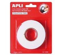 APLI 13986 Ruban adhésif double face en mousse Blanc 19 mm x 2,28 m