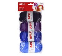 APLI 14092 - Lot de 4 pelotes de laine dans les tons bleus - Fil à tricoter - 4x50g - 100% acrylique