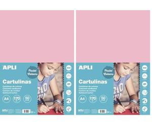 APLI 14235 - Feuilles cartonnées A4 - Rose - 50 feuilles - 170 g/m². (Lot de 2)