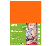 APLI Feuilles cartonnées 14238 A4 170g Orange – 50 feuilles