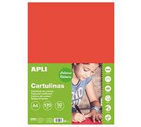 Apli 14239-50 feuilles de papier cartonné - Couleur : Rouge - Format : A4