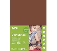 APLI 14245 Lot de 50 feuilles bristol marron 170 g A4