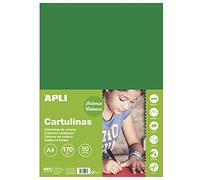 Apli 14246-50 feuilles de papier cartonné - Couleur : Vert foncé - Format : A4