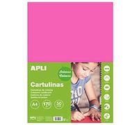 APLI Feuilles de papier cartonné Apli 14248-50 - Fuhsia - Format A4