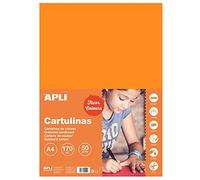 Apli 14250-50 feuilles de papier cartonné - Couleur : Orange fluo - Format: A4