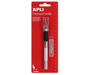 APLI 14680 - Cutter de précision Premium avec 3 lames de rechange, outil de découpe pour loisirs créatifs, scrapbooking, DIY.