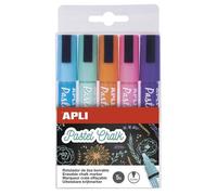 Apli 14735 - Pochette De 5 Marqueurs Craie Liquide Tons De Terre Effaçable Pointe Ronde Diàmètre 5.5mm