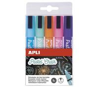 APLI Marqueurs craie liquide Apli 14735 – Pochette 5, pointe ronde 5,5 mm, effaçable, tons de terre