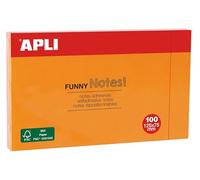 APLI 15005 - Notes adhésives orange fluo 125 x 75 mm | Grand format 125 x 75 mm, bloc de 100 feuilles