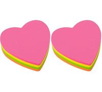 APLI 16277 - Notes adhésives cœur 70 x 70 mm bloc de 200 feuilles 4 couleurs assorties fluorescentes (Lot de 2)
