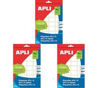 Apli 1650 - Boîte de 10 feuilles avec étiquettes, 35 x 53 mm, blanc (Lot de 3)