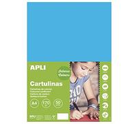 APLI 16502 Lot de 50 feuilles bristol bleu moyen 170 g A4
