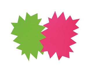 APLI 16750 - Cartons Fluos non effaçables - 12x16 cm - 680 g/m² - 50 unités - Rose/Vert - éclatés fluos, étiquettes commerce.