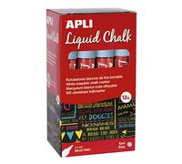 APLI Marqueurs à craie effaçable 16900 – liquide craie, pointe ronde 5,5 mm – bleu