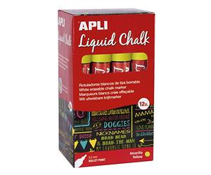 APLI 16901 - Marqueurs à craie effaçable, 5,5 mm, liquide craie pointe ronde, jaune