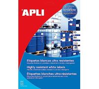 APLI 16925 - Étiquettes en polyéthylène blanches - Imperméables - Imprimante Laser - 64,6 x 33,8 mm - 10 feuilles