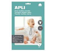 APLI Feuilles de papier transfert 17168-3 A4 pour t-shirt blanc Compatible Ink Jet 3 feuilles