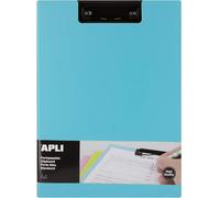 APLI Porte-blocs 17206 – Premium avec rabat, clip métal noir – Bleu A4