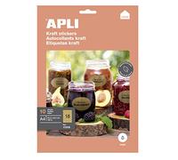 APLI 17378 - Pochette de 10 Feuilles d'étiquettes kraft - 63,5 x 42,3 mm - Ovales - Adhésif permanent