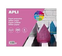 APLI 17597 - Papier cartonné pailleté - 6 feuilles brillantes - Format 32 x 24 cm - loisirs créatifs, activités manuelles
