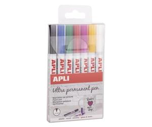 Apli 17694-7 marqueurs permanents aux couleurs métallisées assorties et à pointe extra fine