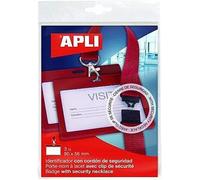 Apli 17843-3 Badges Porte-Nom Avec Cordon De Sécurité Blanc 90x56 Mm