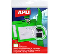 Apli 17843-3 Badges Porte-Nom Avec Cordon De Sécurité Blanc 90x56 Mm