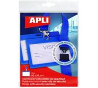 Apli 17843-3 Badges Porte-Nom Avec Cordon De Sécurité Blanc 90x56 Mm
