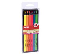 Apli 18060 - Crayons de couleurs Jumbo Fluo - Boîte de 6 crayons Jumbo.