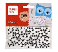 APLI 18251-200 Yeux mobiles adhésifs noirs pour loisirs créatifs et artisanat - Taille 6 mm