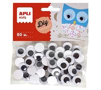 APLI 18254-50 Yeux mobiles adhésifs noirs pour loisirs créatifs et artisanat - Taille: 15mm